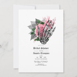 Convites Chuva de Noiva Floral Rosa Gótica