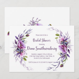Convites Chuva de Noiva Floral Roxo Violeta Malva