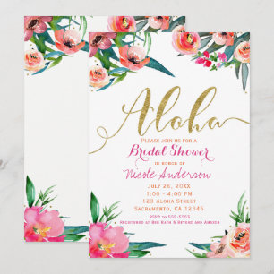 Convites Chuva de Noiva Floral Tropical de Verão Aloha