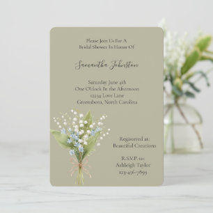 Convites Chuva de Noiva Floral Verde Bonito Azul Branco  
