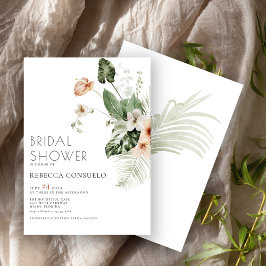 Convites Chuva de Noiva Floral Verde com Rosa Delicada
