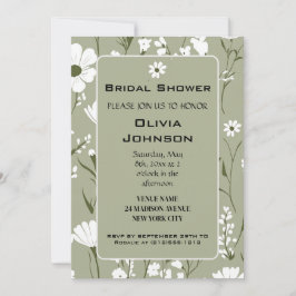 Convites Chuva de Noiva Floral Verde e Branco da PRIMAVERA