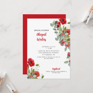 Convites Chuva de Noiva Floral Vermelha Eucalipto Vibrante