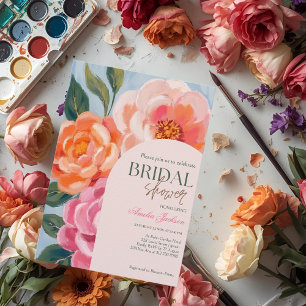 Convites chuva de noiva floral vibrante brilhante e ousada