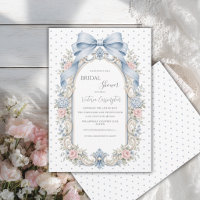 Chuva de Noiva Floral Vintage Azul Rosa