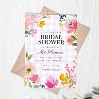 Chuva de Noiva Floral Xadrez Préppy