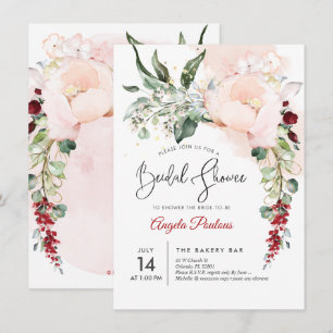 Convites Chuva de Noiva Flores Aquarela Rosa PixDezines
