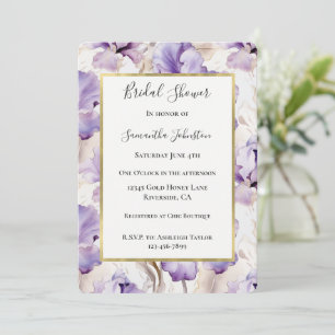 Convites Chuva de Noiva Flores Íris Creme Roxo Lavanda
