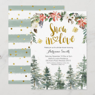 Convites Chuva de Noiva Floresta de Inverno na Neve Amor