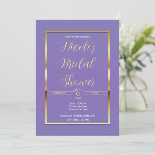 Convites Chuva de Noiva Glam Moderno Elegante Roxo e Dourad