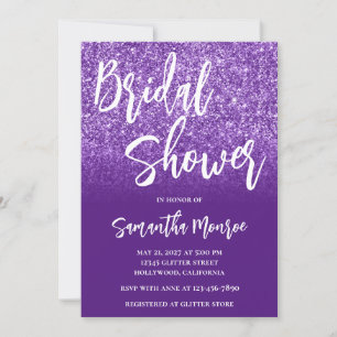 Convites Chuva de Noiva Gradiente de Brilho Roxo Real