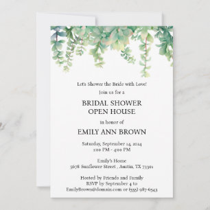 Convites Chuva de Noiva Greenery Open House
