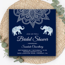 Chuva de Noiva Indiana Mandala Azul Elegante