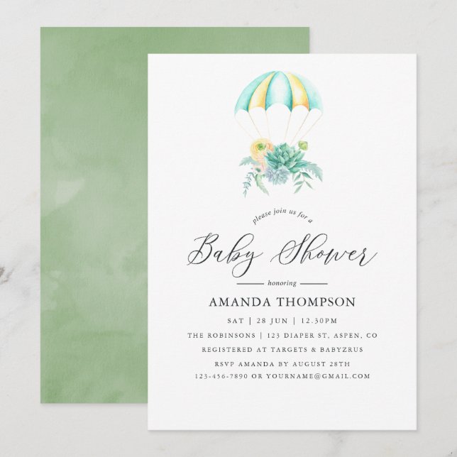 Convites Chuva de Noiva Infantil com Buquê Floral (Frente/Verso)