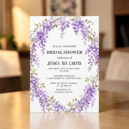 Convites Chuva de Noiva Jardim Floral de Wisteria Roxa