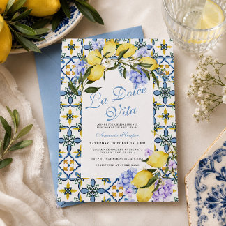 Convites Chuva de Noiva La Dolce Vita Limão Itália Azulejos