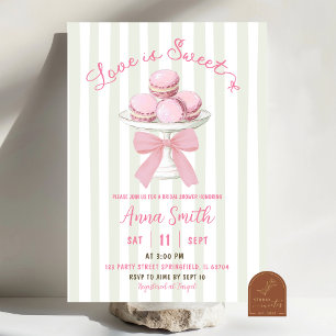 Convites Chuva de Noiva Macaroon com Listra Rosa Sage