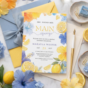 Convites Chuva de Noiva Main Squeeze Limão Azul Floral