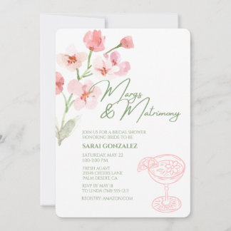 Convites Chuva de Noiva Margs & Matrimony Floral Rosa e Sag