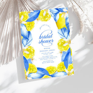 Convites Chuva de Noiva Mediterrâneo Azul Amarelo Limões