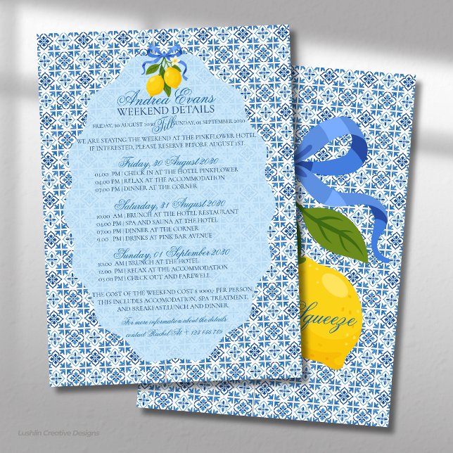Convites Chuva de Noiva Mediterrâneo com Azulejos Azuis e L (Criador carregado)