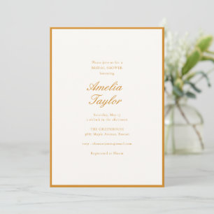 Convites Chuva de Noiva Minimalista Mostarda Script Creme C