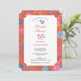 Convites Chuva de Noiva Modern Boho Vermelha Floral Flores