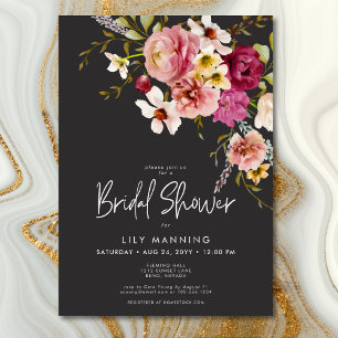 Convites Chuva de Noiva Moderna Elegante Floral de Prado Pr