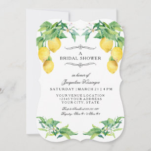 Convites Chuva de Noiva Moderna Floral de Limão Cítrico Ele