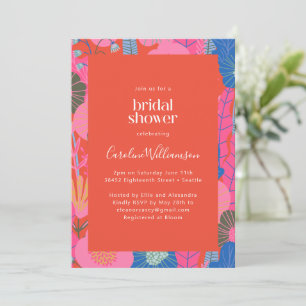 Convites Chuva de Noiva Moderna Vermelha Boho Floral Estilo