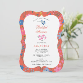 Convites Chuva de Noiva Moderno Boho Vermelho Floral Flores