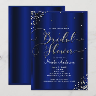 Convites Chuva de Noiva Moderno Brilho Prata Glam Confete