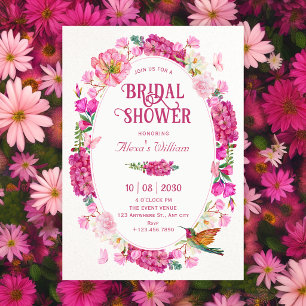 Convites Chuva de noiva no jardim de flores cor-de-rosa