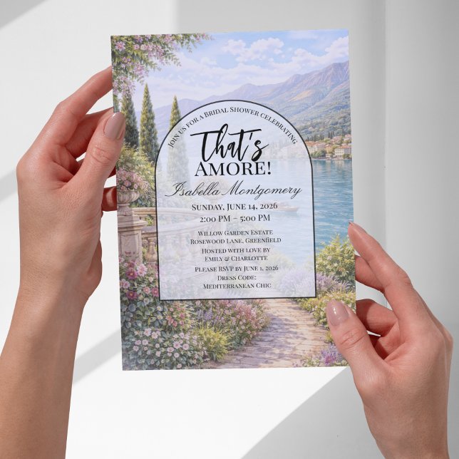 Convites Chuva de Noiva no Lago Como Italiano Que é Amor (Italian Lake Como That’s Amore Bridal Shower Invitations
)