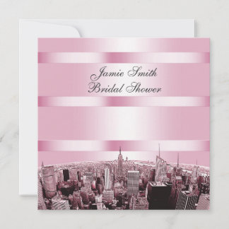Convites Chuva de Noiva NYC Etched Skyline 2, Preto Rosa
