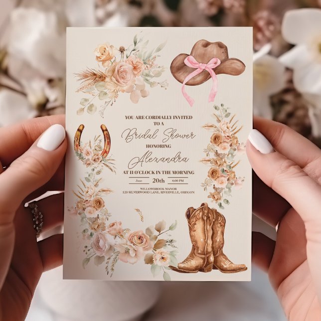 Convites Chuva de Noiva Ocidental Floral Boho (Criador carregado)