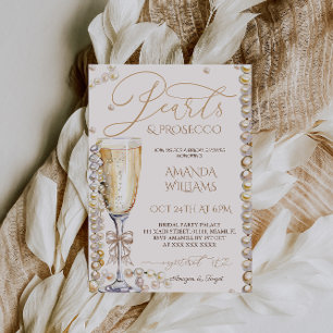 Convites Chuva de Noiva Pérolas e Prosecco Elegante 