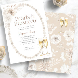 Convites Chuva de Noiva Pérolas Elegantes e Prosecco