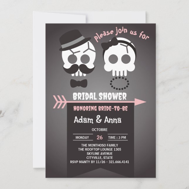 Convites Chuva de Noiva Personalizada Halloween Gótico Crân (Frente)
