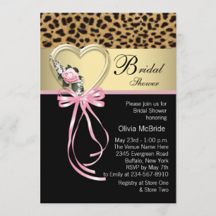 Convites Chuva de Noiva Pink Leopard Black Gold