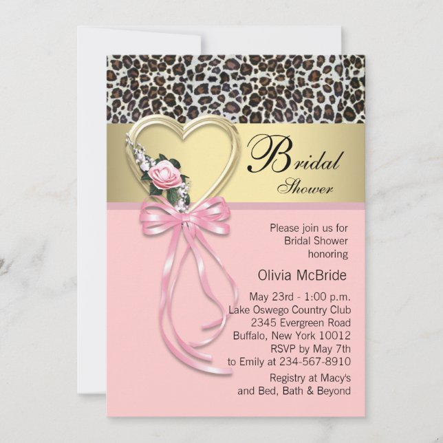 Convites Chuva de Noiva Pink Leopard Black Gold (Frente)