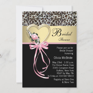 Convites Chuva de Noiva Pink Leopard Black Gold