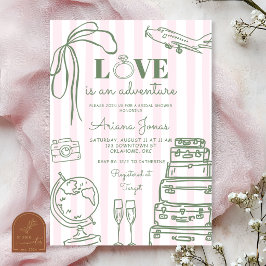 Convites Chuva de Noiva Pink Stripe Love is an Adventure
