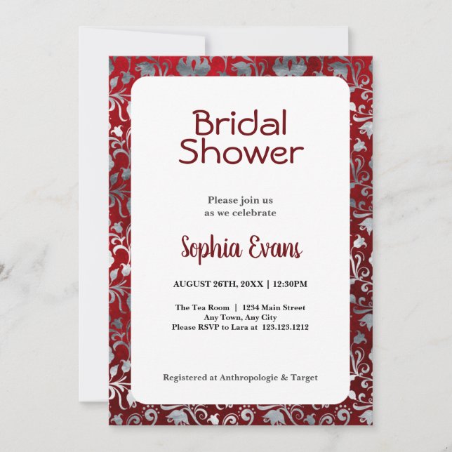 Convites Chuva de Noiva Preta e Prata com Floral Branco (Frente)