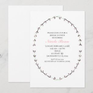 Convites Chuva de Noiva Quadro de Vinha de Coração Rosa Rús