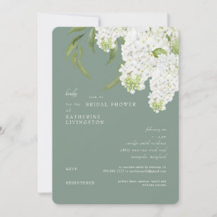 Convites Chuva de Noiva Redonda Hydrangea Branca Sage Escur