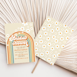 Convites Chuva de noiva Retro Arco-íris Daisy Groovy