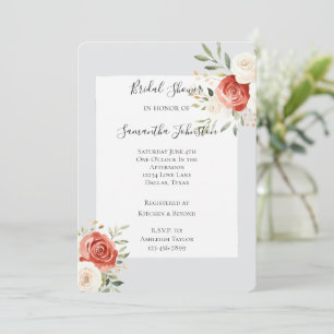 Convites Chuva de Noiva Romântica Cinza Vermelho Creme Rosa