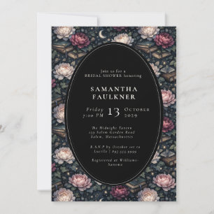 Convites Chuva de Noiva Romântica Floral Elegante e Sombria