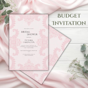 Convites Chuva de Noiva Romântica Vintage com Renda Rosa